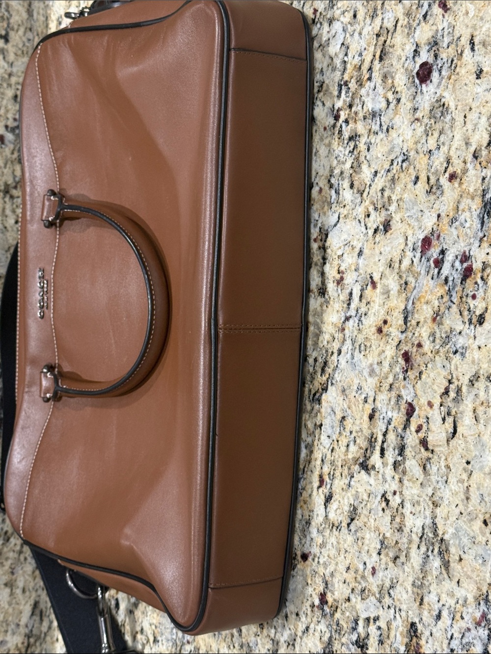 Coach Brown Leather Laptop Satchel with Detachable Strap - Picture 8 of 8